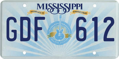 MS license plate GDF612