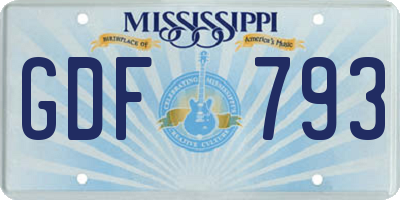 MS license plate GDF793