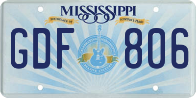 MS license plate GDF806