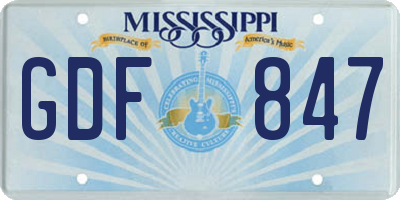 MS license plate GDF847