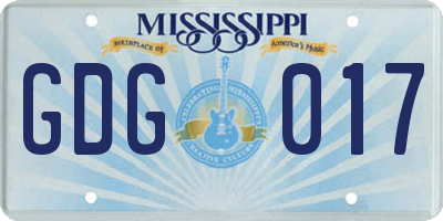 MS license plate GDG017