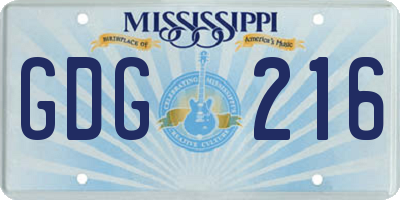 MS license plate GDG216