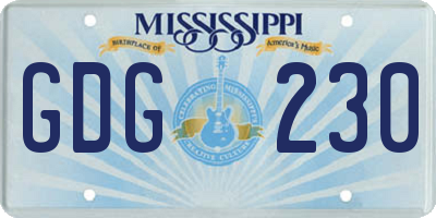 MS license plate GDG230