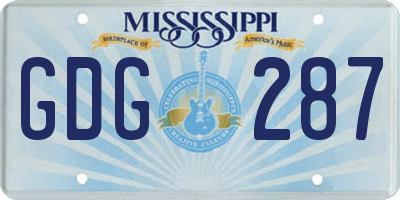 MS license plate GDG287
