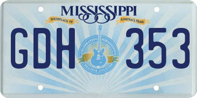 MS license plate GDH353