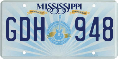 MS license plate GDH948