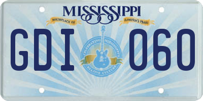 MS license plate GDI060