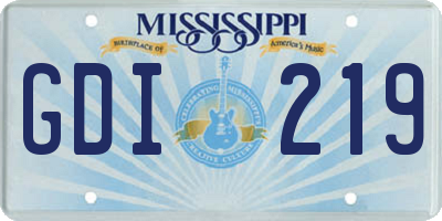 MS license plate GDI219