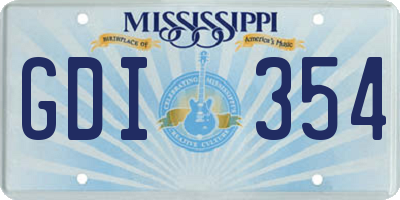 MS license plate GDI354