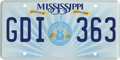 MS license plate GDI363