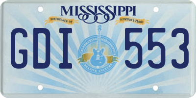 MS license plate GDI553