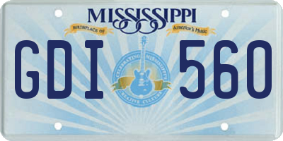 MS license plate GDI560