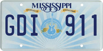MS license plate GDI911