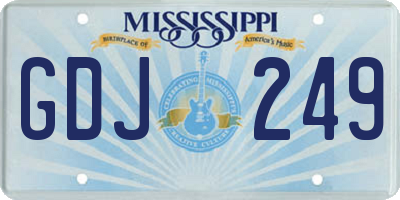 MS license plate GDJ249