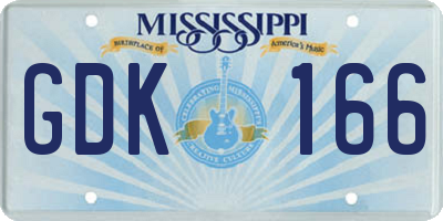 MS license plate GDK166