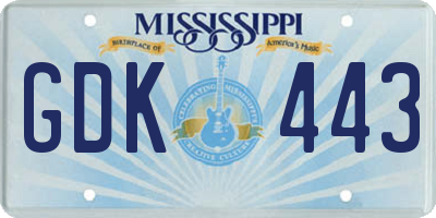MS license plate GDK443
