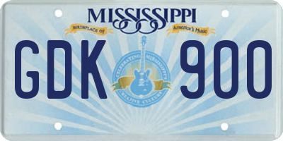 MS license plate GDK900