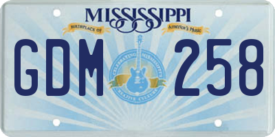 MS license plate GDM258
