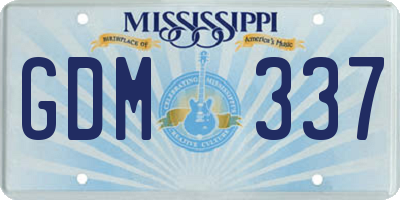MS license plate GDM337