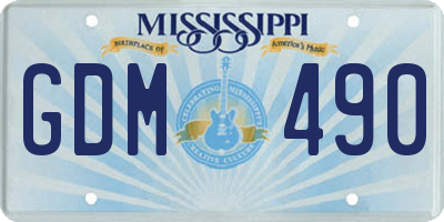 MS license plate GDM490