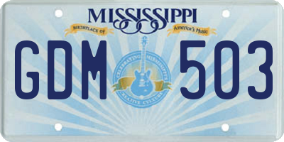 MS license plate GDM503