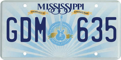 MS license plate GDM635