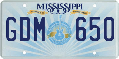 MS license plate GDM650