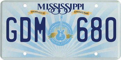 MS license plate GDM680