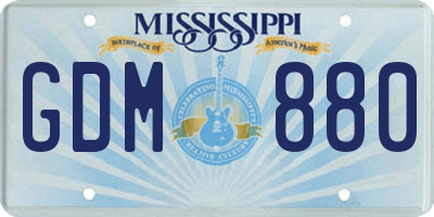 MS license plate GDM880
