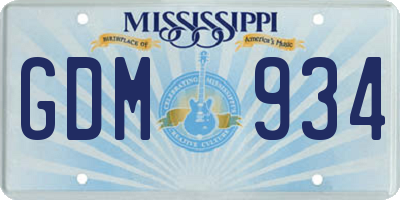 MS license plate GDM934