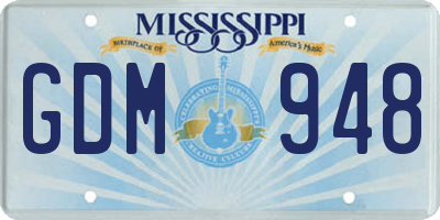 MS license plate GDM948