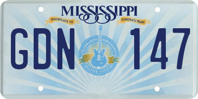 MS license plate GDN147