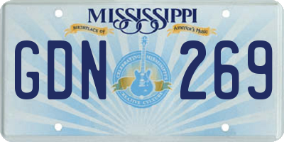 MS license plate GDN269