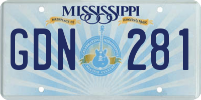 MS license plate GDN281