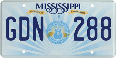 MS license plate GDN288