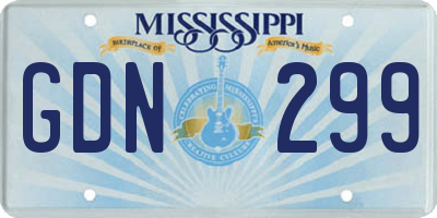 MS license plate GDN299