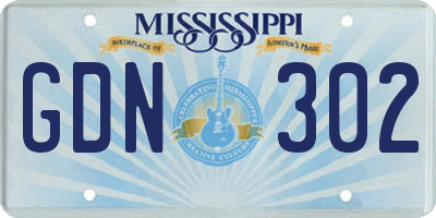 MS license plate GDN302