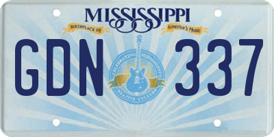 MS license plate GDN337