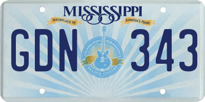 MS license plate GDN343