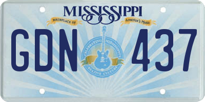 MS license plate GDN437