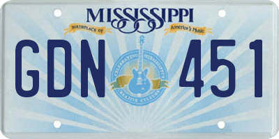 MS license plate GDN451