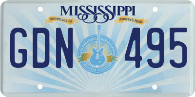 MS license plate GDN495