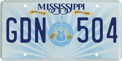 MS license plate GDN504