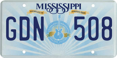 MS license plate GDN508