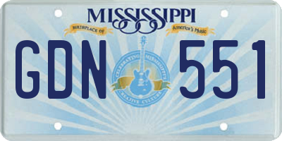 MS license plate GDN551