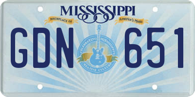 MS license plate GDN651