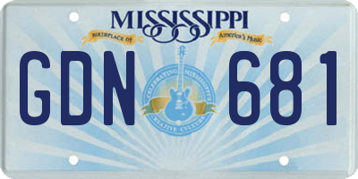 MS license plate GDN681
