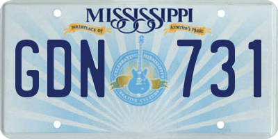 MS license plate GDN731