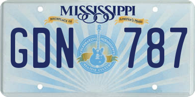 MS license plate GDN787