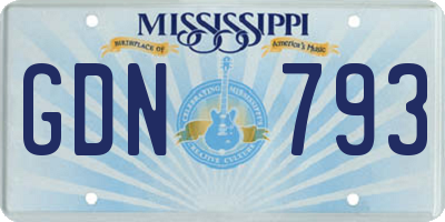 MS license plate GDN793